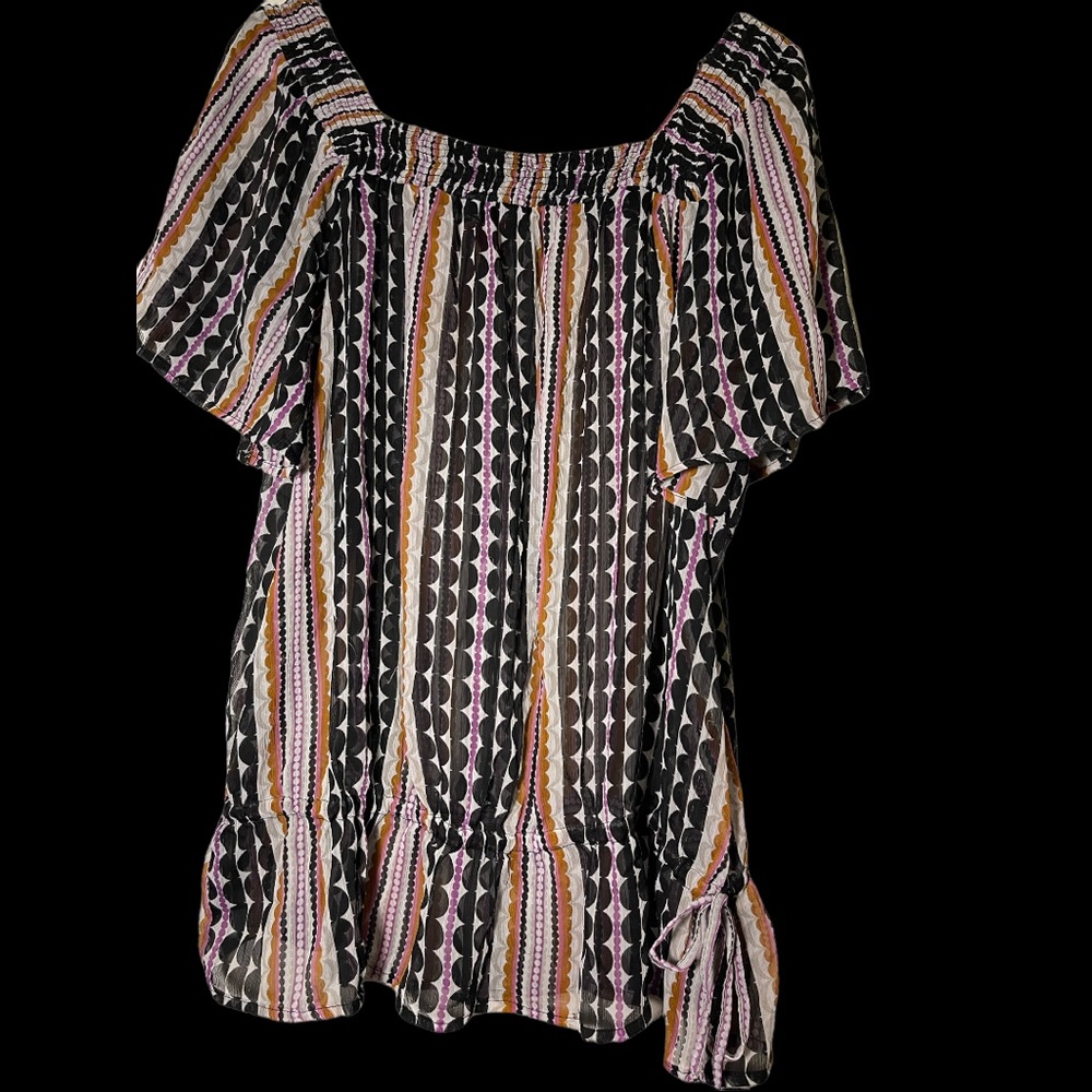 Sheer blouse, multi color ,size 1X , plus size
